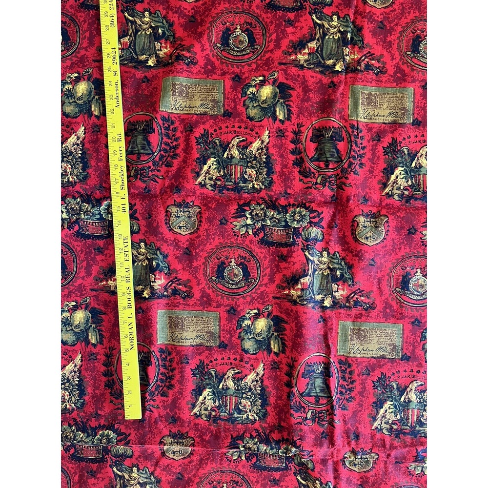 Vintage‎ Cotton Broadcloth Fabric 9 1/2 YD X 54" Patriotic Red Patriotic Liberty